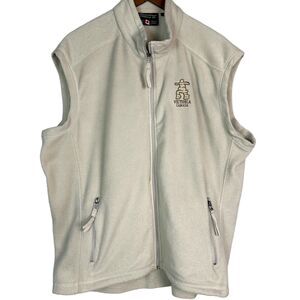 Canadiana Clothing Co. Full Zip Vest Men's Off White Polyester Logo High Neck XL